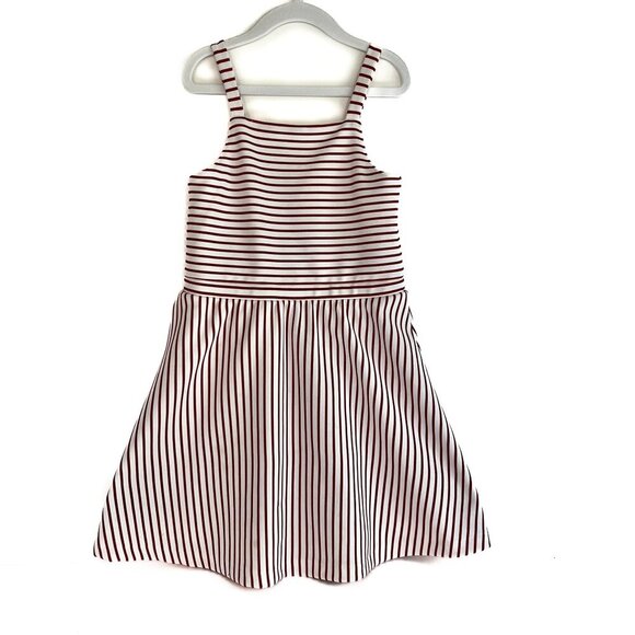 Rudy and Bloom Red White Stripe Mitered Cutout Strappy Fit and Flare Dress Sz 7 - Picture 1 of 7